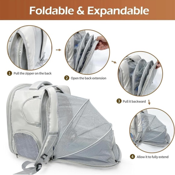 Durable carrying back pack for small pets for a small or medium size cat of dog. - Picture 6 of 8